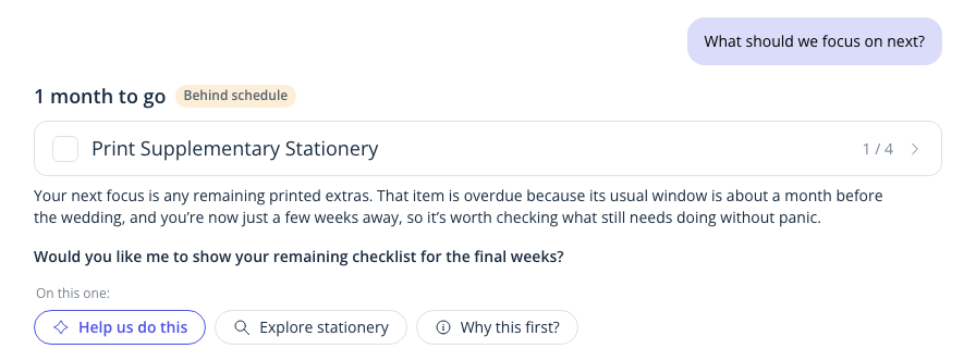 The reply to the first chip under the check-in for couple 9